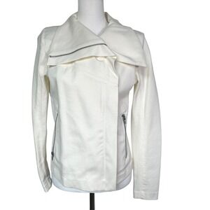 BLANKNYC REVOLVE NWT Womens Small White Moto Jacket Asymmetrical Zip Up Collared
